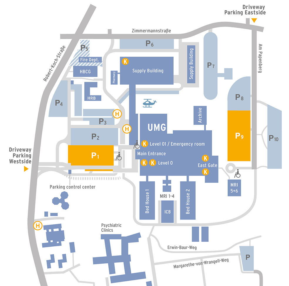 Building plan with highlighted parking lot