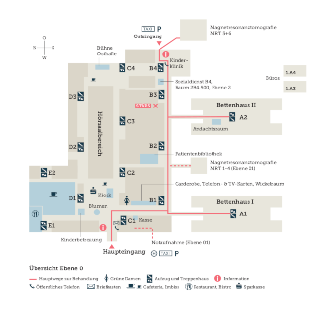 Lageplan Ebene 0 des Klinikums